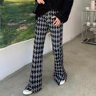 Patterned Straight Leg Pants Argyle - Black - One Size