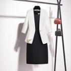 Single-button Blazer / Sleeveless Sheath Dress / Set