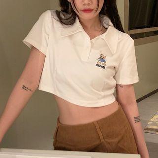 Short-sleeve Polo Shirt / Mini Skirt / Argyle Sweater Vest