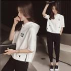 Set: Short-sleeve Hooded T-shirt + Sweatpants