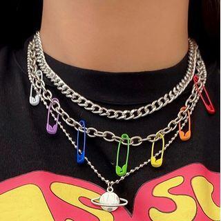 Set Of 3: Necklace Silver - One Size