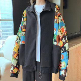 Print Panel Zip-up Jacket