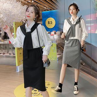 Set: Plain Shirt + Straight Fit Skirt