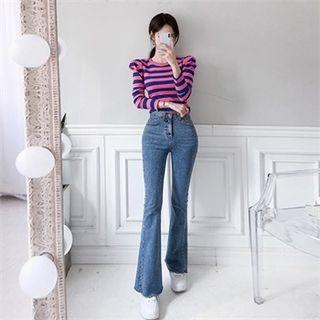 Padded Shoulder Stripe Top