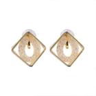 Square Faux Crystal Alloy Earring 1 Pair - Clip-on Earrings - Gold - One Size
