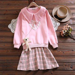 Mock Two-piece Long-sleeve Rabbit Print A-line Dress