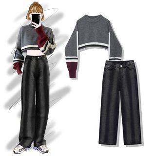 Cropped Sweater / Straight-cut Pants