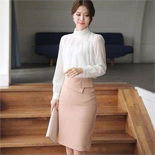 Tall Size Metal-trim Pencil Skirt
