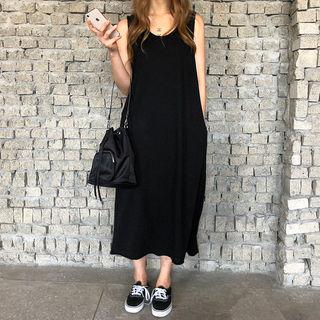Pocket-side Long Tank Dress