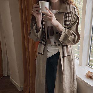 Hidden-button Mac Coat With Belt