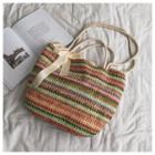 Woven Bow Shoulder Bag Beige - One Size