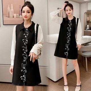 Long-sleeve Animal Detail Shift Dress