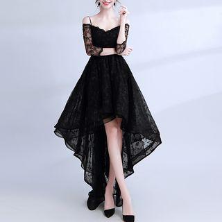 3/4-sleeve Cutout A-line Party Dress