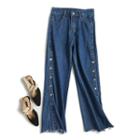 Wide-leg Buttoned Jeans