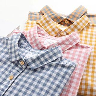Long-sleeve Plaid Shirt Yellow - M