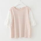 Perforated Striped Short Sleeve T-shirt