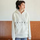 Faux Shearling Lettering Embroidered Hoodie White - One Size