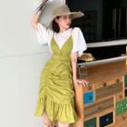 Short-sleeve T-shirt / Spaghetti Strap Crinkled Dress