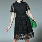 Collared Crochet A-line Dress