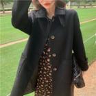 Single Breast Coat / Long-sleeve Floral Printed Dress