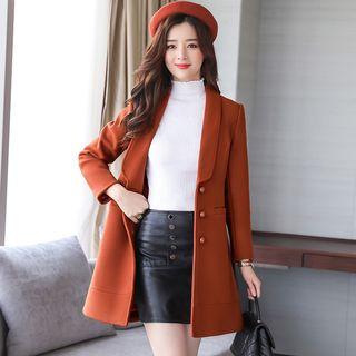 Single-breasted Plain Woolen Coat