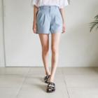 Zip-front Pleated Shorts