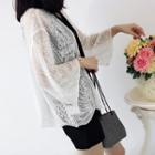 Lace 3/4-sleeve Open Front Jacket Almond White - One Size