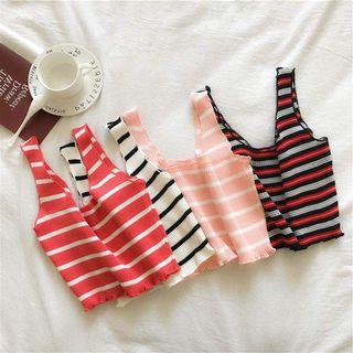 Sleeveless Plain Ribbed Knit Top