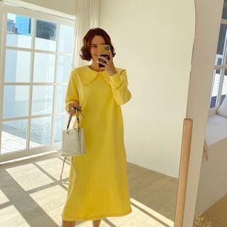 Scallop-collar Midi Sweatshirt Dress