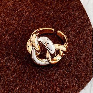 Alloy Chunky Chain Open Ring Silver & Gold - One Size