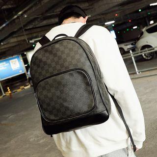 Faux Leather Gingham Backpack As Shown In Figure - One Size