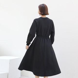Round-neck Band-waist A-line Dress