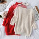 Mesh-panel Mock-neck Sweater