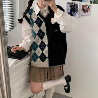 Argyle Panel Sweater Vest