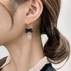Bow Rhinestone Ball Drop Earring 1 Pair - Black Bow & Rhinestone - Silver - One Size