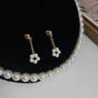 Flower Faux Pearl Alloy Dangle Earring 1 Pair - Stud Earring - S925 Silver Needle - Gold - One Size