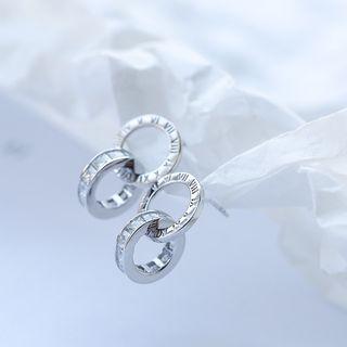925 Sterling Silver Roman Numeral Mini Hoop Earring As Shown In Figure - One Size