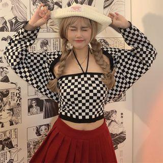 Check Camisole Top / Shrug