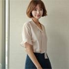 Tie-neck Frill-sleeve Blouse
