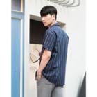 Short-sleeve Linen-blend Striped Shirt