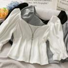 Off-shoulder Zipper Crop T-shirt