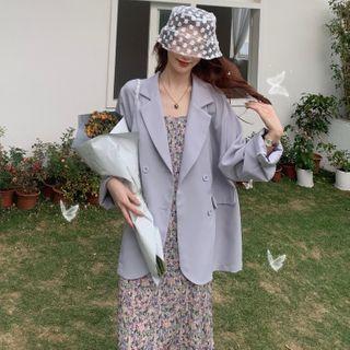 Long-sleeve Double Breasted Chiffon Blazer