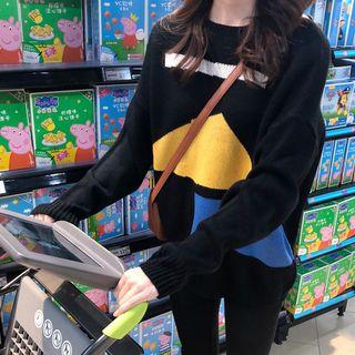 Color Block Sweater Black - One Size