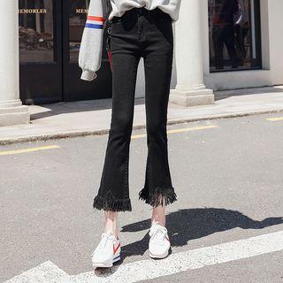Boot-cut Fringed Hem Jeans