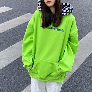 Checkerboard Panel Lettering Hoodie
