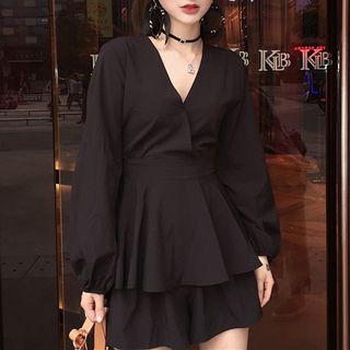 Long-sleeve Culotte Playsuit