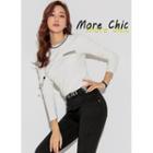 Crochet-trim Pocket-detail Top Ivory - One Size