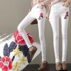 Slim-fit Flower Embroidered Jeans