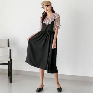 Shirred Midi Pinafore Dress