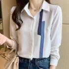 Long-sleeve Contrast Applique Shirt